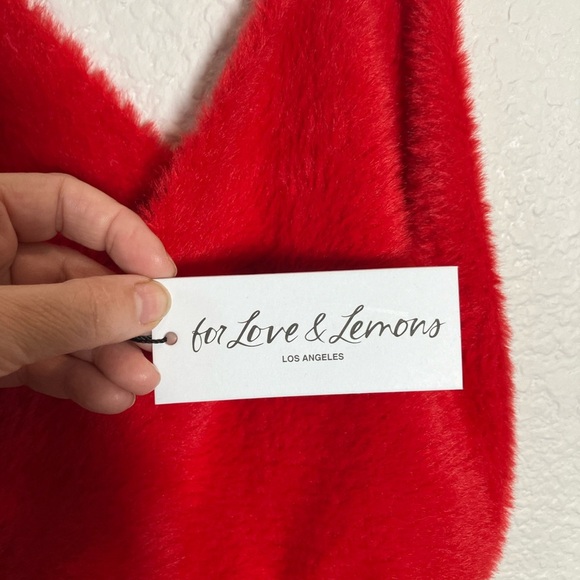 🔥SALE🔥 For Love & Lemons red Fiona fuzzy crop top. X-Large New - Picture 8 of 9
